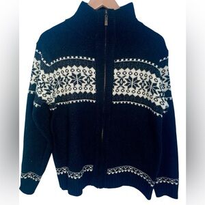 Nordic Fleece Blue Fair Isle Nordic Full Zip Sweater Size S